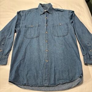 Vintage Men's Casual Denim Button Down Shirt